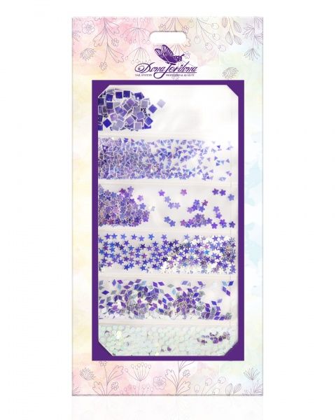 Декор для дизайна ногтей Dona Jerdona, 6 видов (ромб/квадрат/треугольник/цветок/звезда/круг)