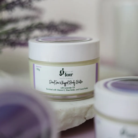 Natural Glow, Взбитое масло Мертвого моря для тела с эфирным маслом лаванды, 200 мл