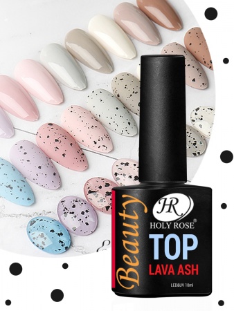 Топ для гель-лака Holy Rose Beauty с эффектом перепелиного яйца "Lava Ash", глянцевый 