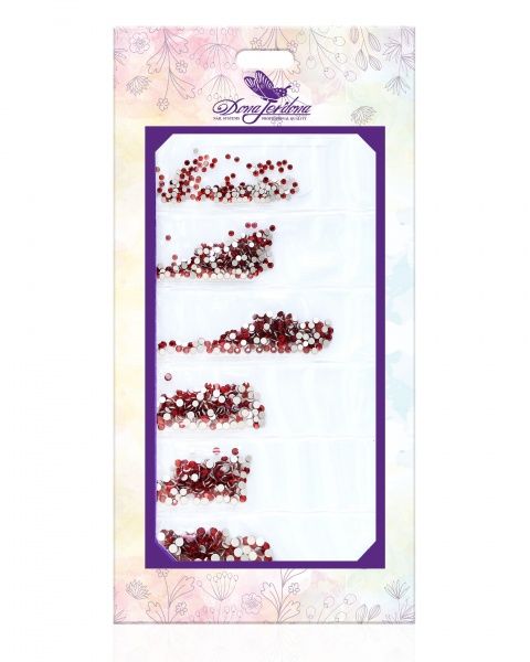 Стразы Dona Jerdona для дизайна ногтей, красные 6 размеров Стразы Dona Jerdona для дизайна ногтей, красные 6 размеров